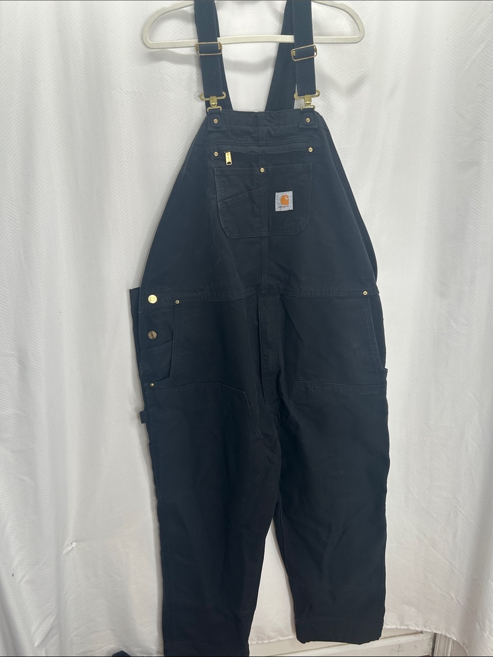 Carhartt Black Cargo Bib Overalls with Utility Pockets